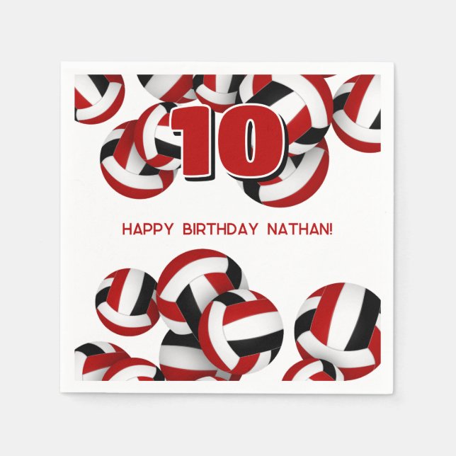 Guardanapo De Papel equipe negra vermelha de seleção de vôlei (Frente)