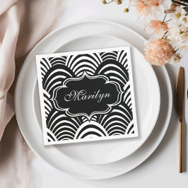 Guardanapo De Papel Era do Jazz Moderno Elegante Preto e Branco 1920