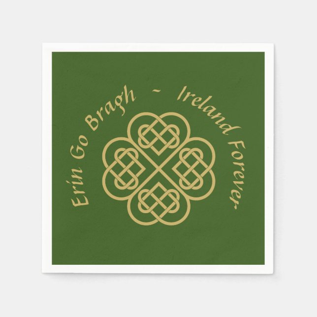 Guardanapo De Papel Erin Go Bragh Dourado Celta Shamrock (Frente)