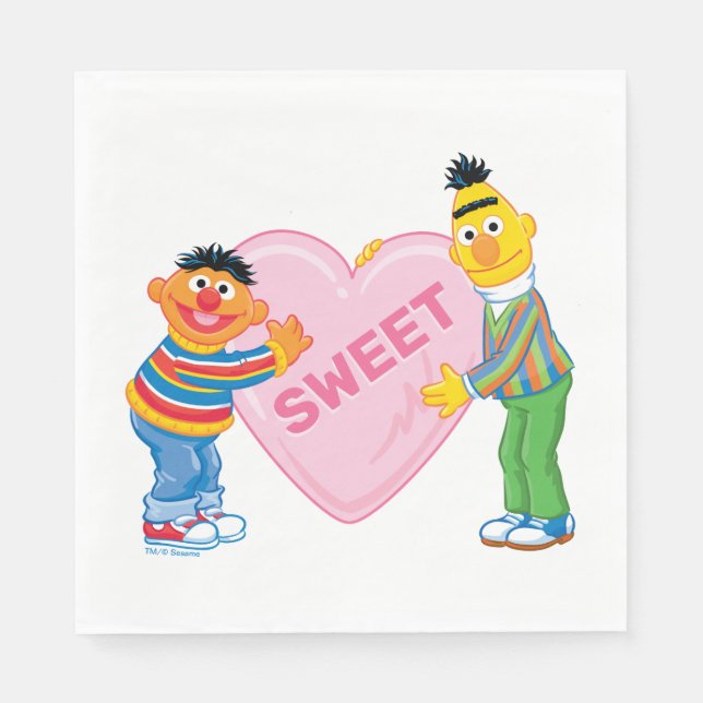 Guardanapo De Papel Ernie & Bert Big Namorados Heart (Frente)