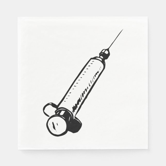 Guardanapo De Papel Esboço Clássico de Seringa Equipamento Médico (Frente)