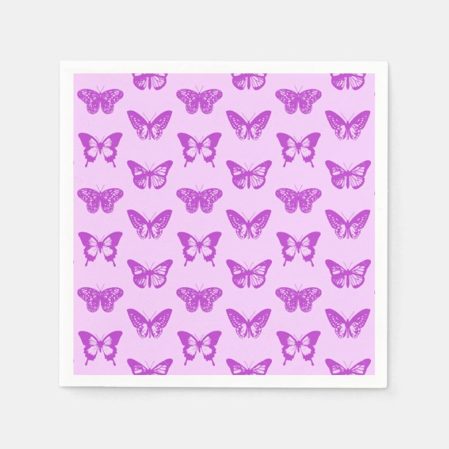 Guardanapo De Papel Esboço da borboleta, rosa-orquídea e violeta (Frente)