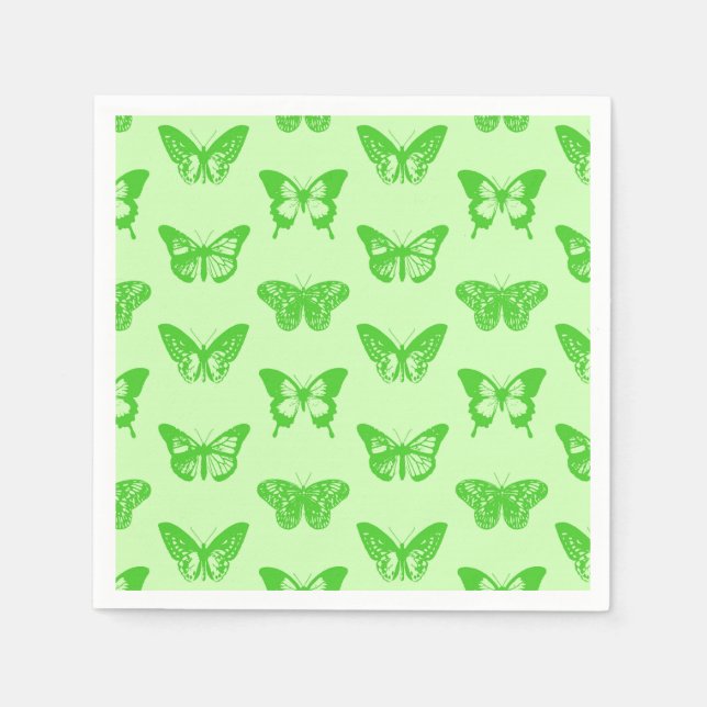 Guardanapo De Papel Esboço da borboleta, verde limão (Frente)