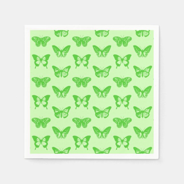 Guardanapo De Papel Esboço da borboleta, verde limão (Frente)