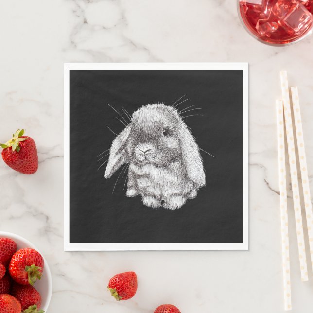 Guardanapo De Papel Esboço de Coelho Bunny de Orelhas Caídas para Home (Insitu)