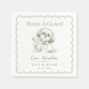 Guardanapo De Papel Esboço Minimalista de Casamento de Shih Tzu Person