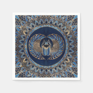 Guardanapo De Papel Escaravelho egípcio Dourado e mármore azul