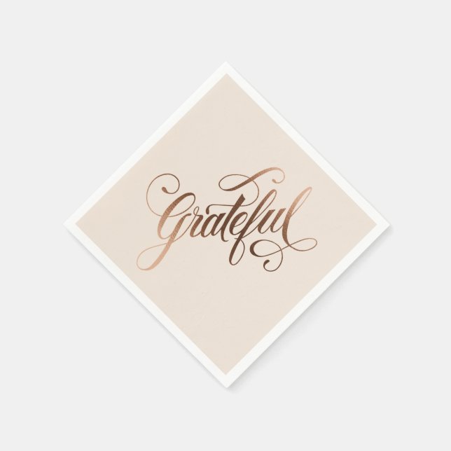Guardanapo De Papel Escrita Grateful elegante Faux foil para Ação de G (Canto)