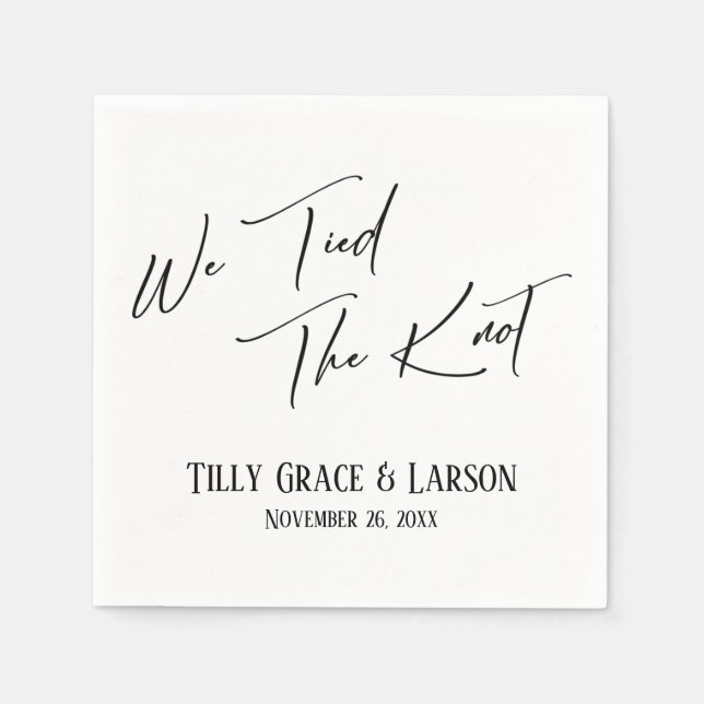 Guardanapo De Papel Escrita manual elegante Simples Nós ligamos o nó (Frente)