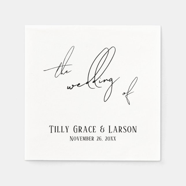 Guardanapo De Papel Escrita manual moderna Simples O Casamento de (Frente)