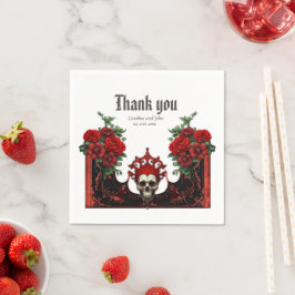 Guardanapo De Papel Escuridão real, coração gótico e crânio.