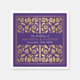 Guardanapo De Papel Espada Dourada Real Medieval Roxa Casamento