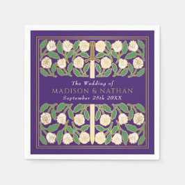 Guardanapo De Papel Espada Floral Dourada Medieval Royal Purple Casame