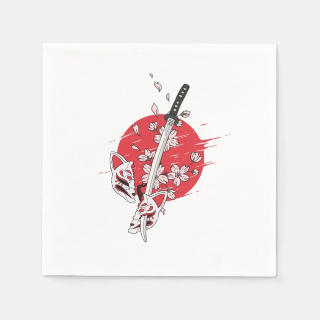 Guardanapo De Papel Espada Japonesa Kendo Katana Ninja Samurai Gi (Frente)