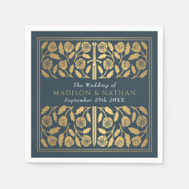Guardanapo De Papel Espada Real Medieval Dourada Cinza Casamento