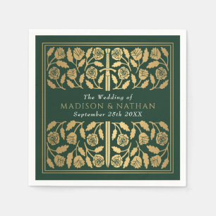 Guardanapo De Papel Espada Real Medieval Dourada Verde Casamento