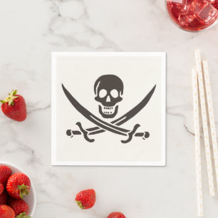 Guardanapo De Papel Espadas do Crânio Obsidiana Bandeira pirata de Cal