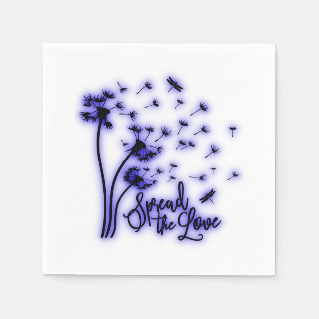 Guardanapo De Papel Espalhar os Dandelões do Amor e as Dragonflies (Frente)