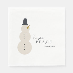 Guardanapo De Papel Espero que a paz ame. Natal Snowman Paper Napkins