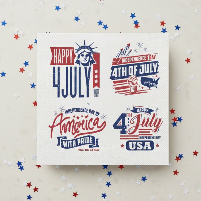 Guardanapo De Papel Espírito de Independência Quarto de julho (Clean up like a patriot.)