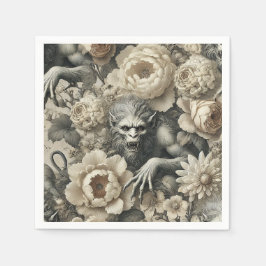 Guardanapo De Papel Esplendor Lycantrópico - Lobisomem Gótica Floral