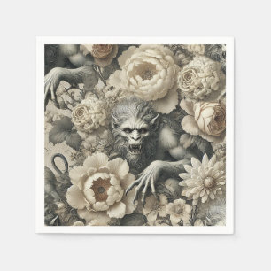 Guardanapo De Papel Esplendor Lycantrópico - Lobisomem Gótica Floral