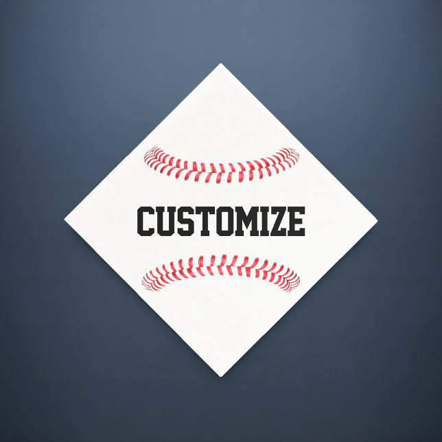 Guardanapo De Papel Esportes de Texto Personalizados de Banqueta de Ba (Baseball party napkins with custom team name or text)