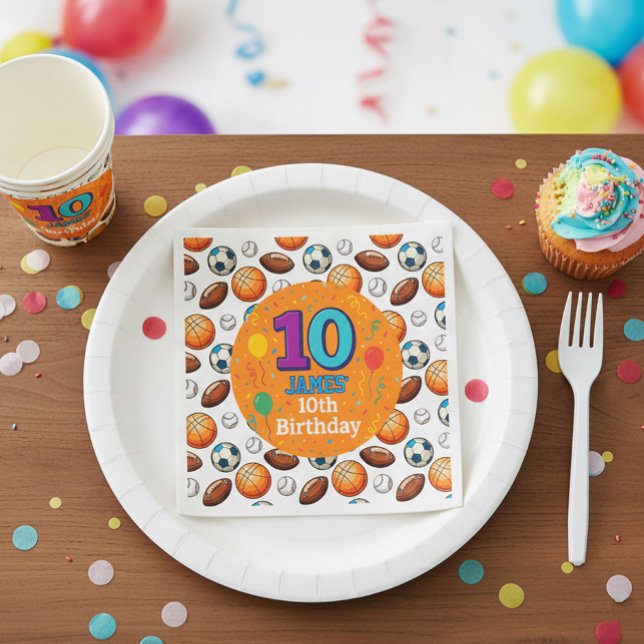 Guardanapo De Papel Esportes Personalizados 10ª Festa de aniversário N (Criador carregado)