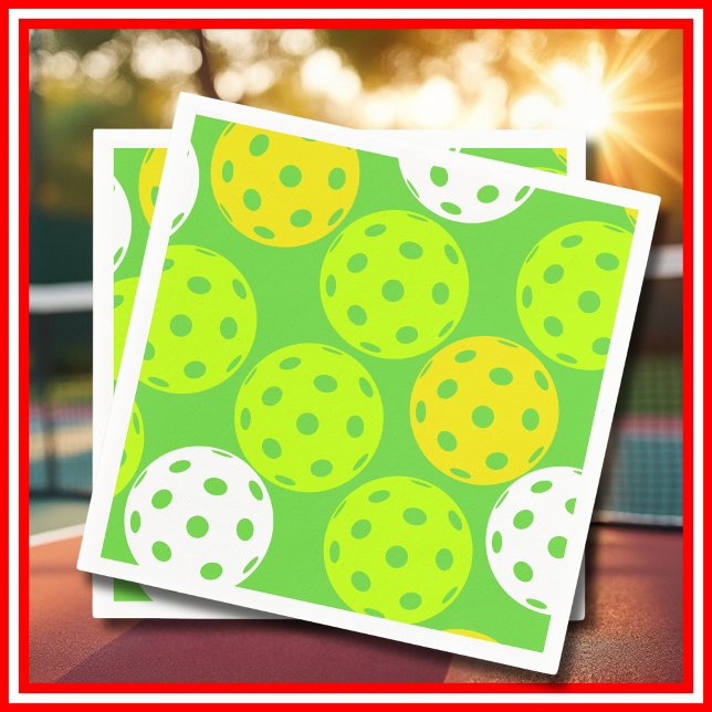 Guardanapo De Papel Esportes verdes e bonitos de Festa de aniversário  (Pickleball Birthday Party Cute Green Sports Napkins)