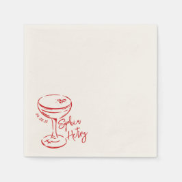 Guardanapo De Papel Espresso Martini Desenhado Mão, Bar Casamento Cock