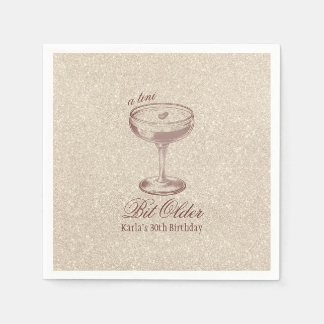 Guardanapo De Papel Espresso Tini Bit Antigo Aniversário Dourado Elega (Frente)