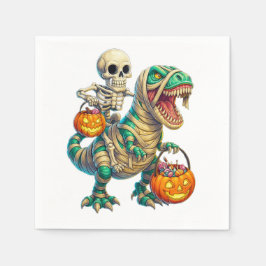 Guardanapo De Papel Esqueleto Caprichoso Montando um T-Rex Múmia no Ha