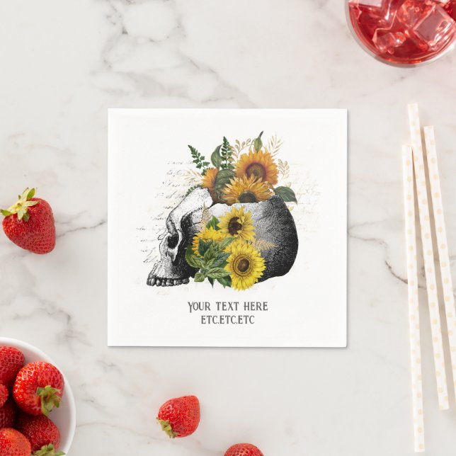 Guardanapo De Papel Esqueleto de girassol gótico (Insitu)