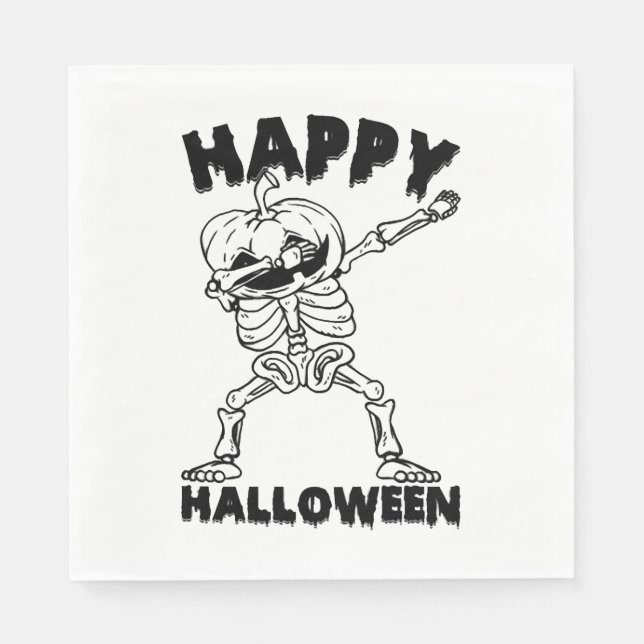 Guardanapo De Papel Esqueleto de Halloween com Pumpkin - Feliz Dia das (Frente)