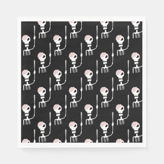 Guardanapo De Papel esqueleto de Halloween com uma espada  (Frente)