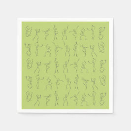 Guardanapo De Papel Esqueleto de Halloween dançante - verde