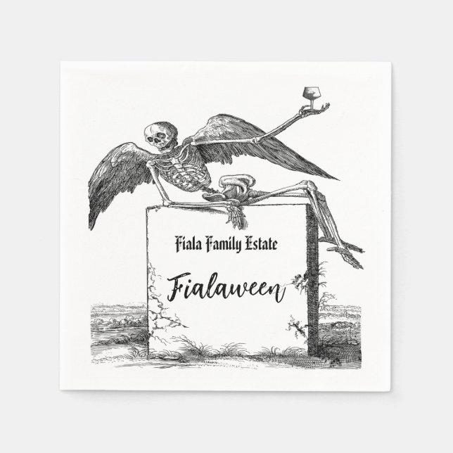 Guardanapo De Papel Esqueleto em um coquetel Tombstone (Frente)