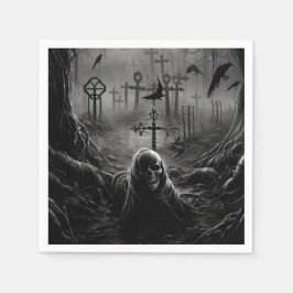 Guardanapo De Papel Esqueleto Gótico do Cemitério de Halloween Graveya