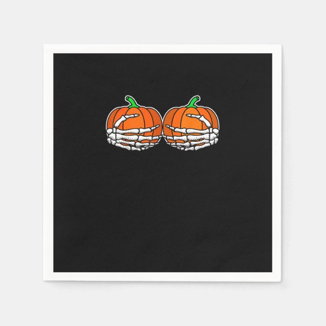 Guardanapo De Papel Esqueleto Mão No Peito Das Mulheres De Halloween D (Frente)