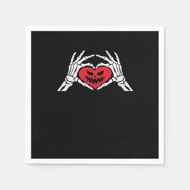Guardanapo De Papel Esqueleto Mão Um Halloween Doido De Coração (Frente)