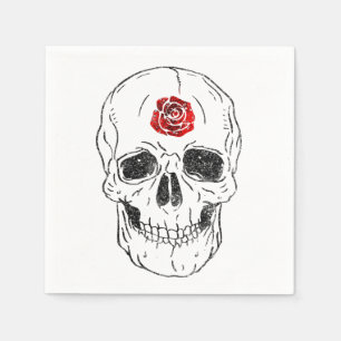 Guardanapo De Papel Esqueleto Ossos do Crânio Rosa Preto e Vermelho Br