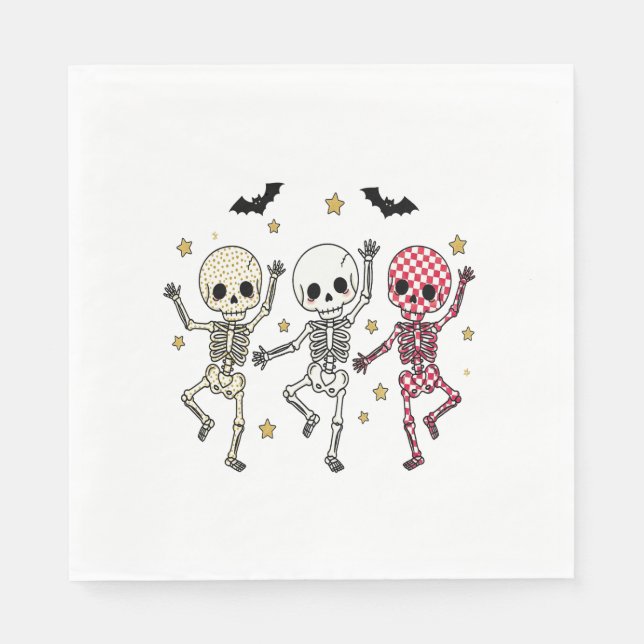 Guardanapo De Papel Esqueletos de dança de Halloween (Frente)