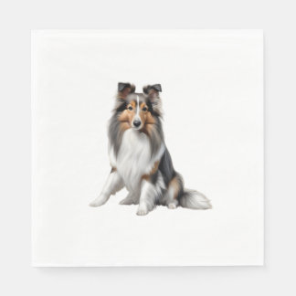 Guardanapo De Papel Esquema de lápis a cores de um Shetland Sheepdog.