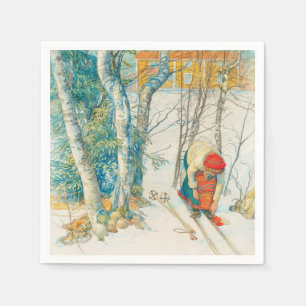 Guardanapo De Papel Esqui de inverno de Carl Larsson
