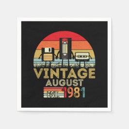 Guardanapo De Papel EST 1981 August Vintage aniversário de 40 anos