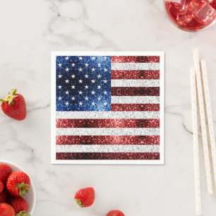 Guardanapo De Papel Estados Unidos: bandeira azul-vermelho brilha