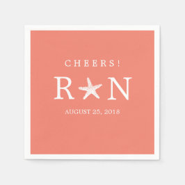 Guardanapo De Papel Estaleiro de Monograma Rosa-Coral | Casamento