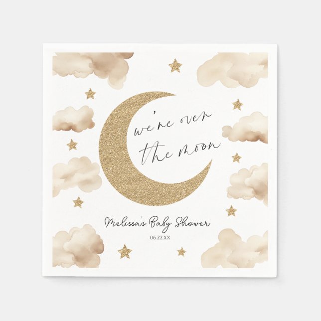 Guardanapo De Papel Estamos Loucos pela Lua Boho Celestial Chá de Bebê (Frente)