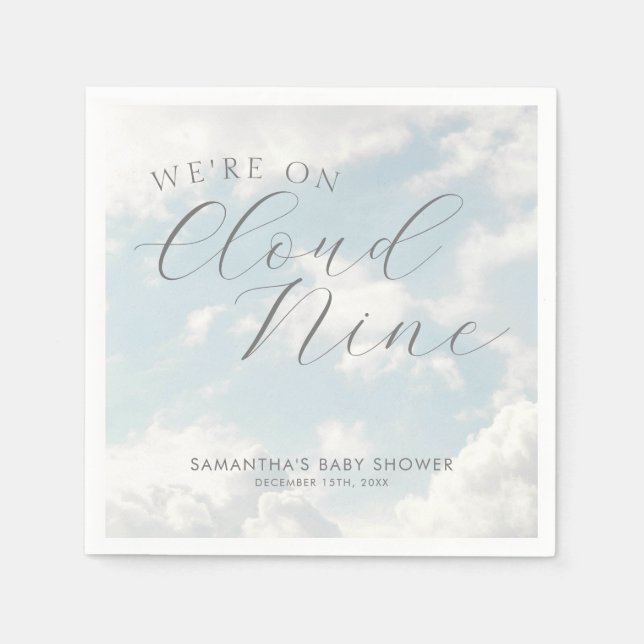 Guardanapo De Papel Estamos No Chá de fraldas Cloud Nine Blue Clouds (Frente)