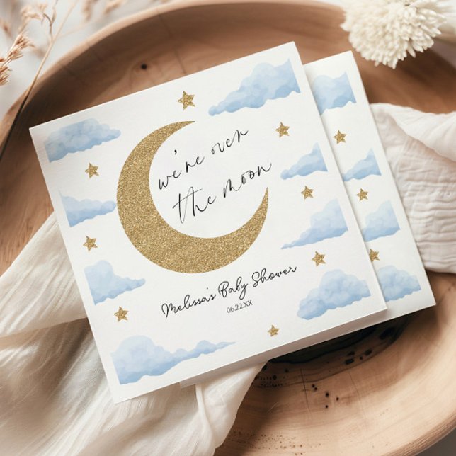 Guardanapo De Papel Estamos Sobre a Lua Azul Celebração de Bebê Celest (Criador carregado)